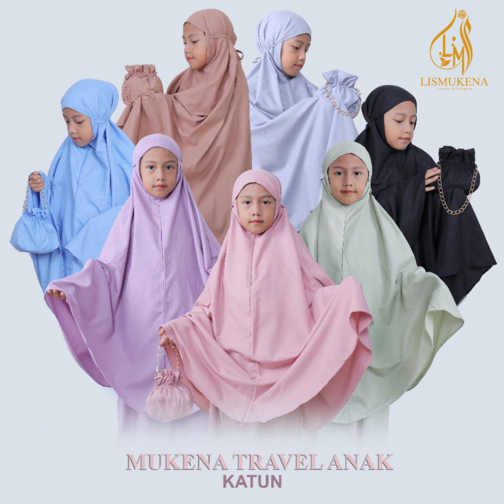 Mukena Traveling Anak SD Perempuan Tanggung Lucu Umur 7-15 Tahun Set Mukenah Tas Sajadah 2in1 Polos