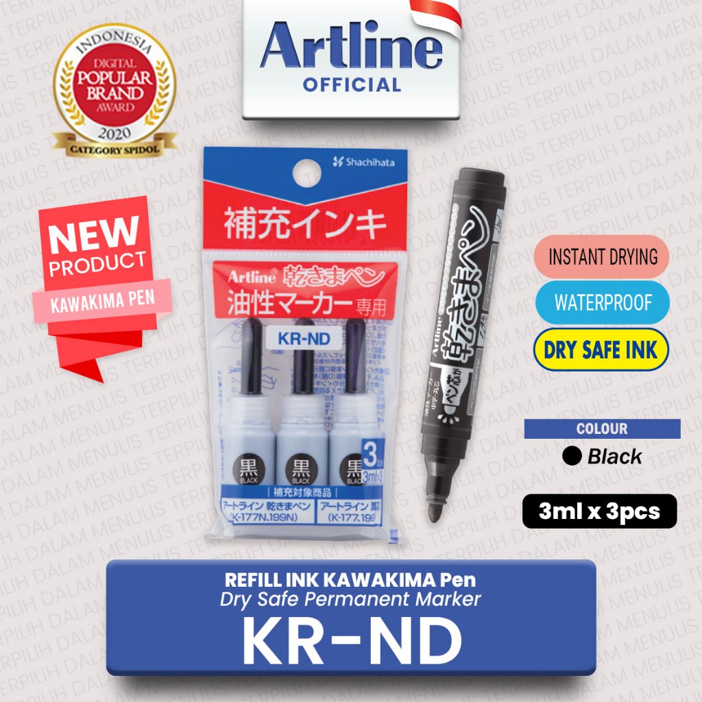 

(LIVE) ARTLINE Refill Ink Kawakima Pen Dry Safe Permanent Marker KR-ND / Refill Marker for Professional Use 2