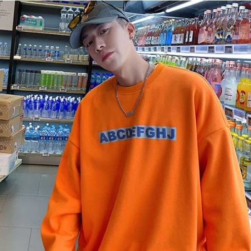 ABCDEFGHJ Sweater Korean Idol Big Size ( S - 6XL ) Crewneck Orange Oversized 6L 5XL 4XL 3XL 2XL XL L