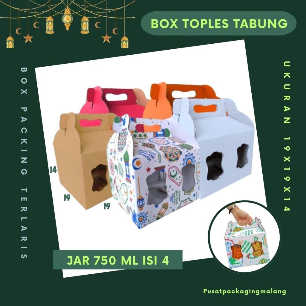 

Box Jinjing Kuker 19x19x14 Jinjing Jar (KUKER TOPLES JAR 750ml ISI 4) Box Jinjing Kardus Lebaran Idul Fitri Hampers Polos/Motif
