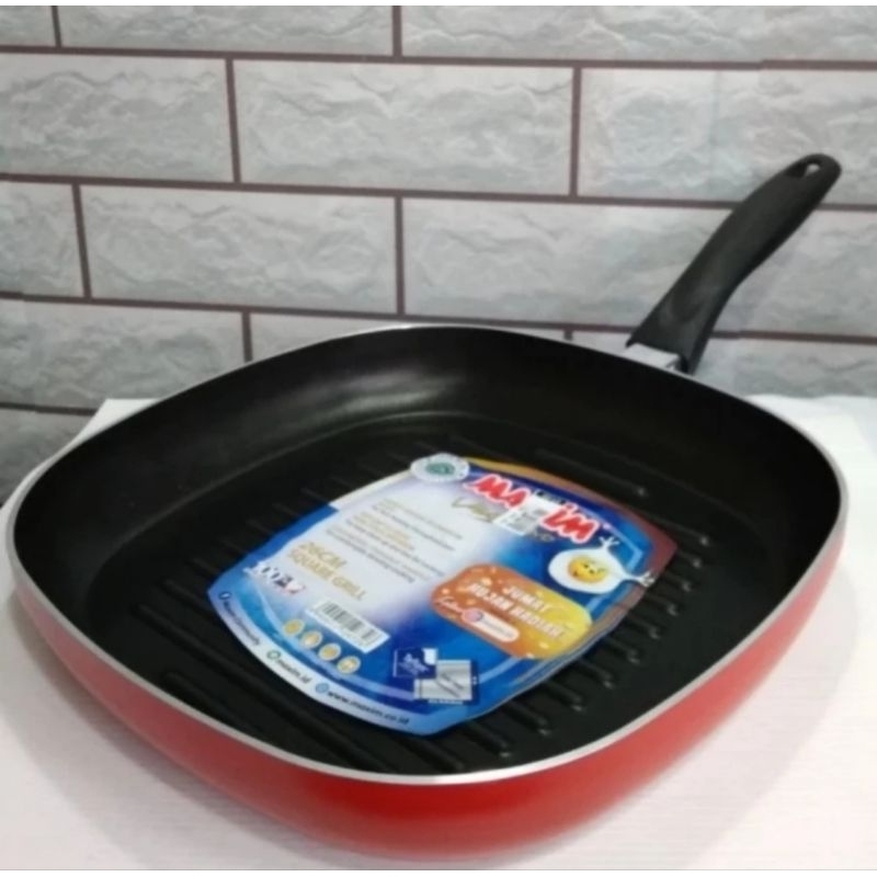 Grill Wajan Pemanggang Wajan Teflon Wajan BBQ Maxim Square Grill 26 cm
