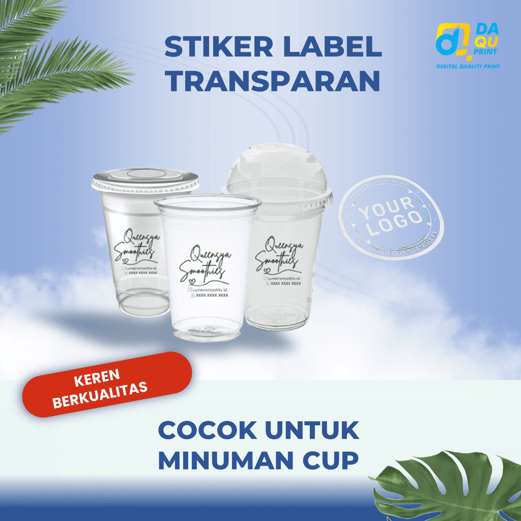 

Stiker Label Transparan Cup Minuman - Bulat