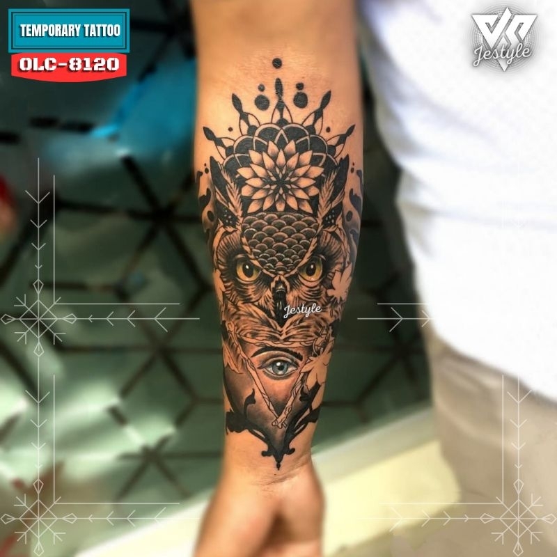 [OLC-8120] Tato Temporer Temporary Tattoo burung hantu owl