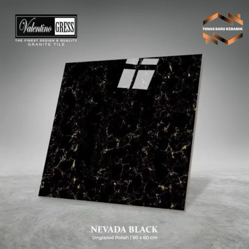 Granit 60x60 Valentino Gress Nevada Black | Unglazed Polished