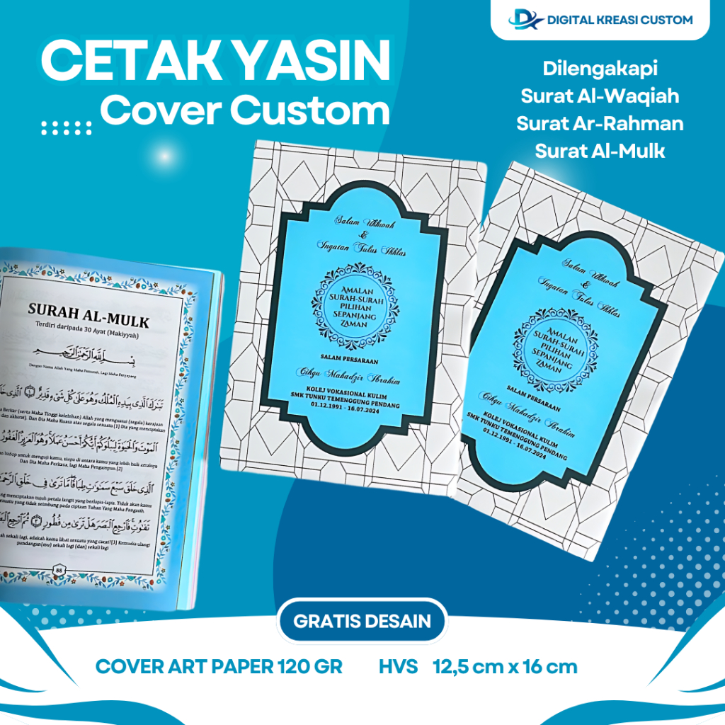 Buku Yasin Buku Tahlil Custom - Gratis Desain, Cetak Berkualitas