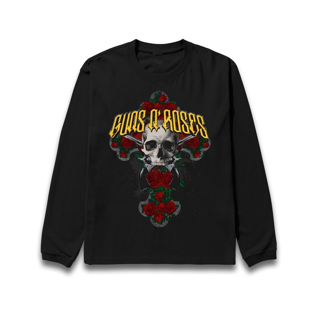 long sleeve Band Guns N' Roses - Kaos Panjang Band Guns N' Roses Mawar 24s
