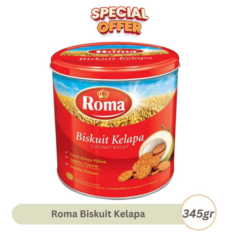 

ROMA BISKUIT KELAPA 345GR KEMASAN KALENG COCONUT BISCUIT