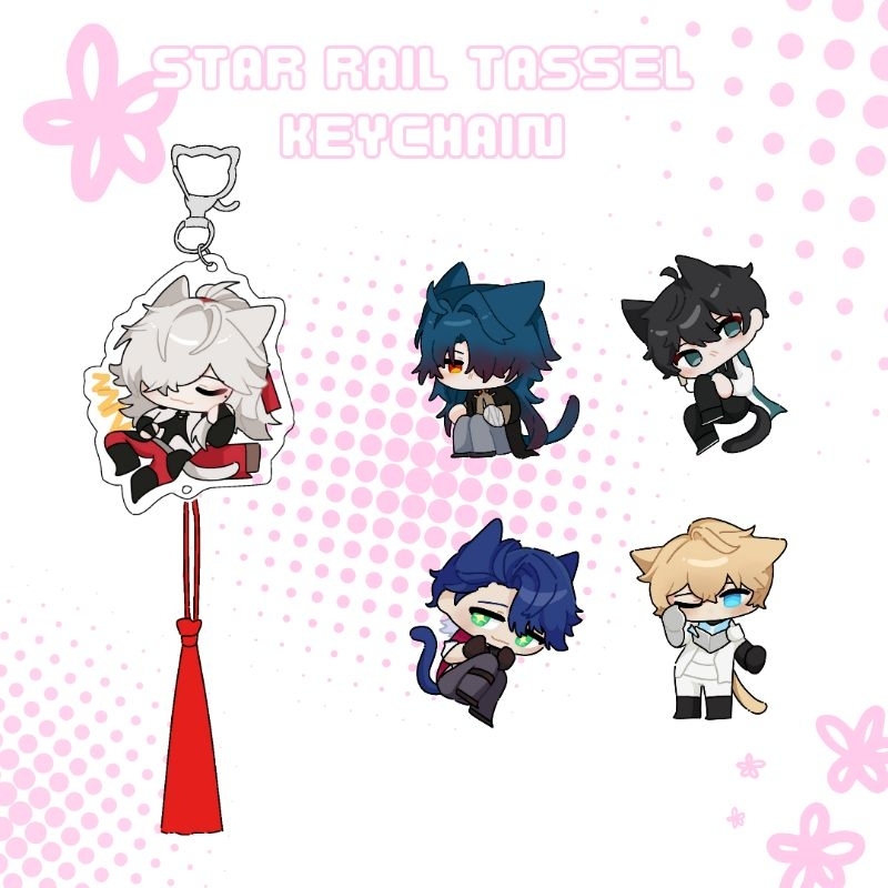 Honkai Star Rail / HSR Cat Tassel Keychain - Epoxy Keychain with tassel (Jingyuan, Danheng, Blade, G