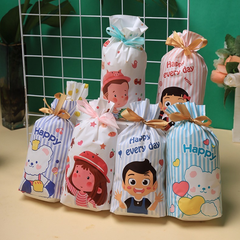 

5 Pcs Plastik Serut (Dengan PITA) ukuran S/L goodiebag Lebaran Eid Mubarak Idul Fitri/Plastik Packing Kue Serut Pita/ Plastik Serut Goodiebag