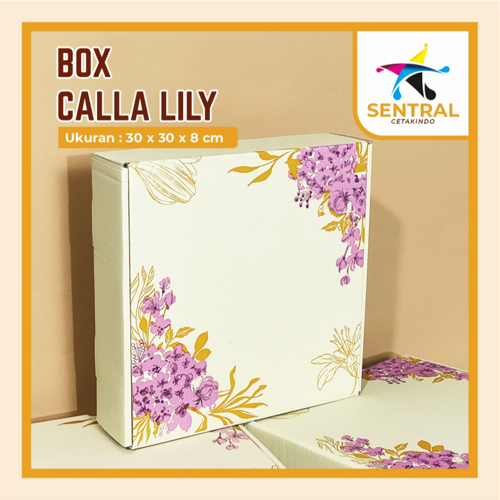 

BOX PRINTING CALLA LILY uk. 30x30x8cm box hampers/box kado/box lamaran/box aesthetic