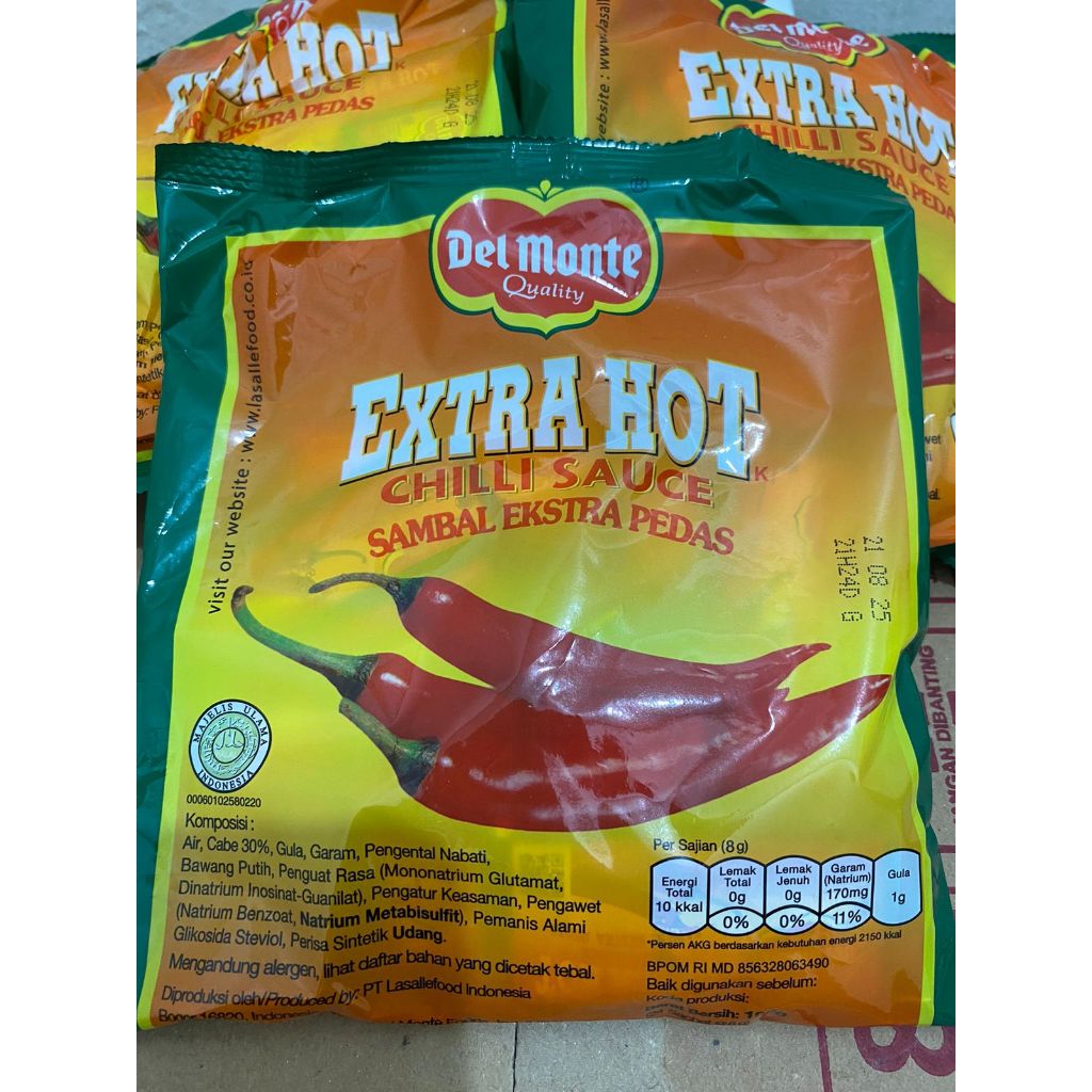 

delmonte extra hot chilli sauce sachet 192gr isi 24 sachet @8gr