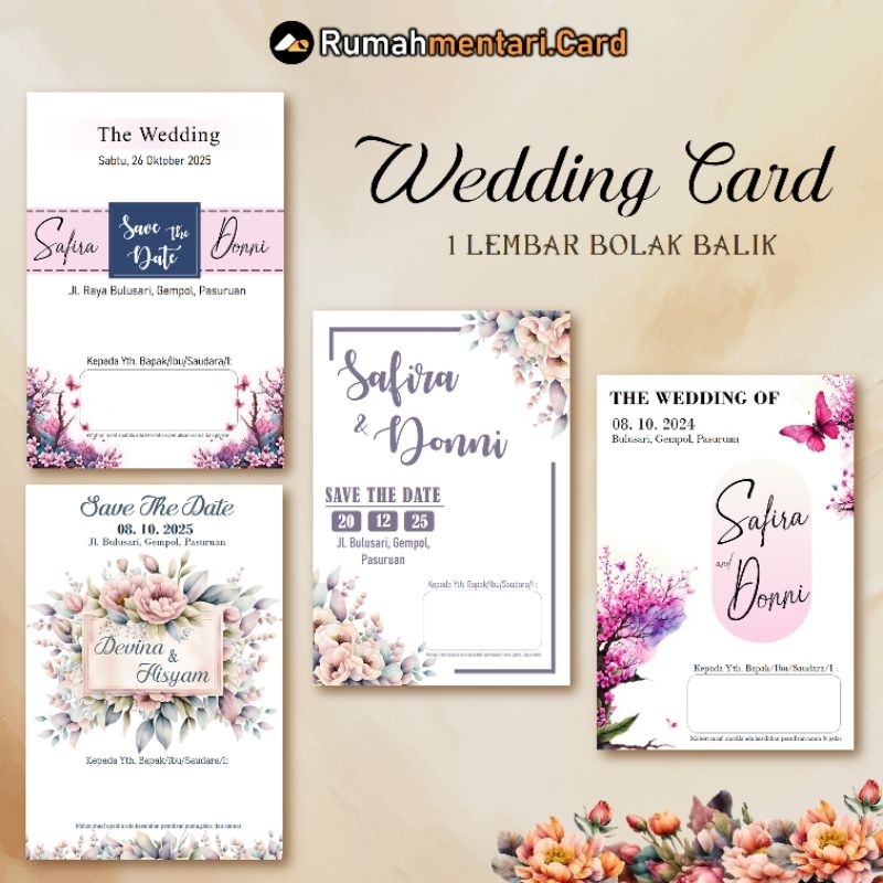 Undangan Pernikahan simpel, Wedding Card Simple, undangan bolak balik