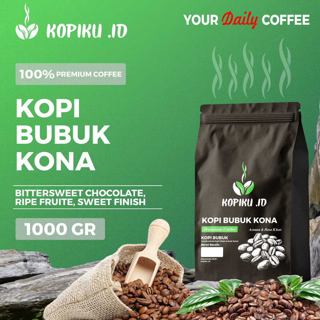 

Kopiku.id - Bubuk kopi Kona Premium Coffee Rasa & Aroma Khas 1000gr