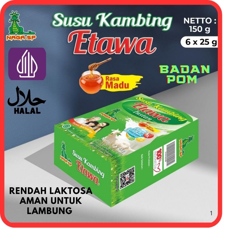 

Susu kambing etawa NagaSP 150gr Rasa Madu kemasan sachet rendah laktosa