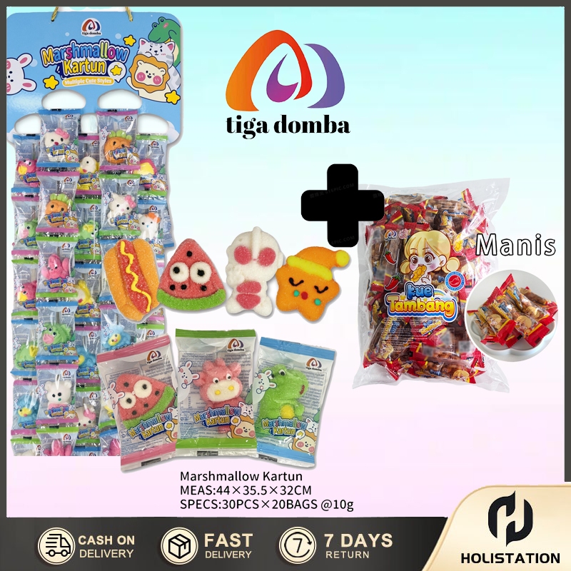 

1 box @30 Pcs-Marshmallow Kartun-Aneka Rasa Buah+1 box Tambang pedas @60 pcs-Tambang Manis