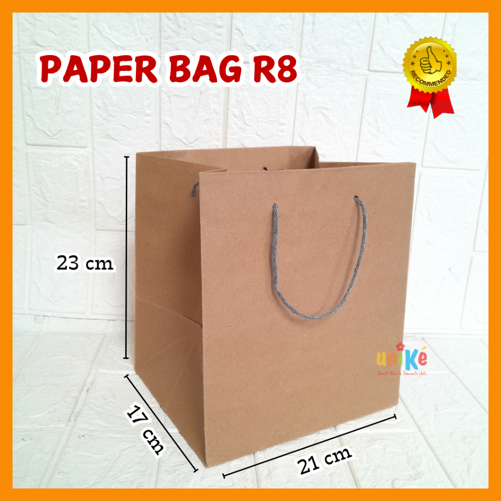 

R8 21x17x23 Paper Bag Coklat Polos TAS KERTAS Goodie Bag Tas souvenir Ultah pernikahan PBR8 R8