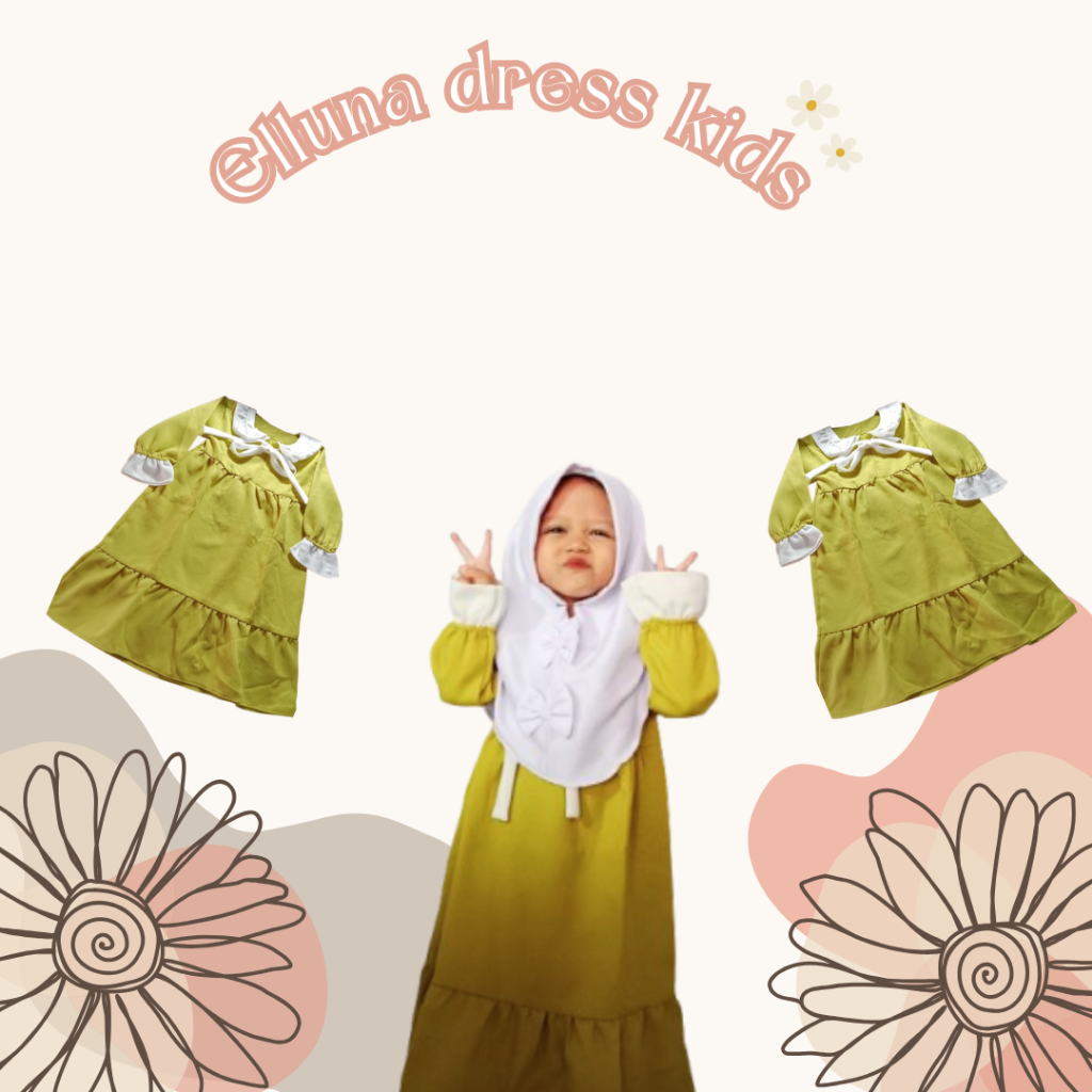 Elluna Dress Gamis Anak Perempuan Lime Size S