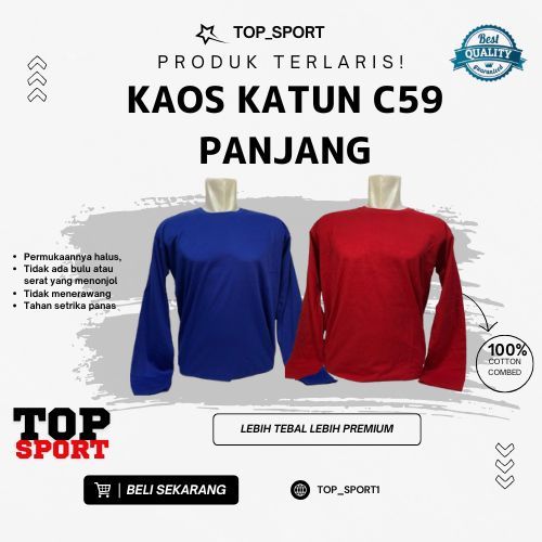 KAOS POLOS OBLONG KATUN C59 PREMIUM PRIA WANITA LENGAN PANJANG  (S M L XL XXL)