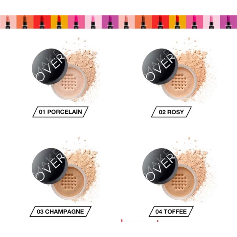 MAKE OVER Shade 03 CHAMPHANGE & 02 ROSY Silky Smooth Translucent Powder Bedak Tabur Loose Transparan