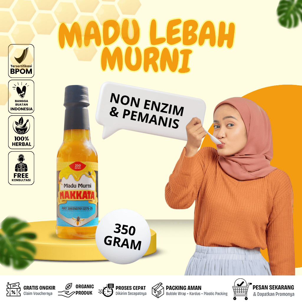 

Madu Makkata 350gr – Madu Hutan Multyflora – Madu Alami Non Enzim Tanpa Pengawet Tanpa Pemanis
