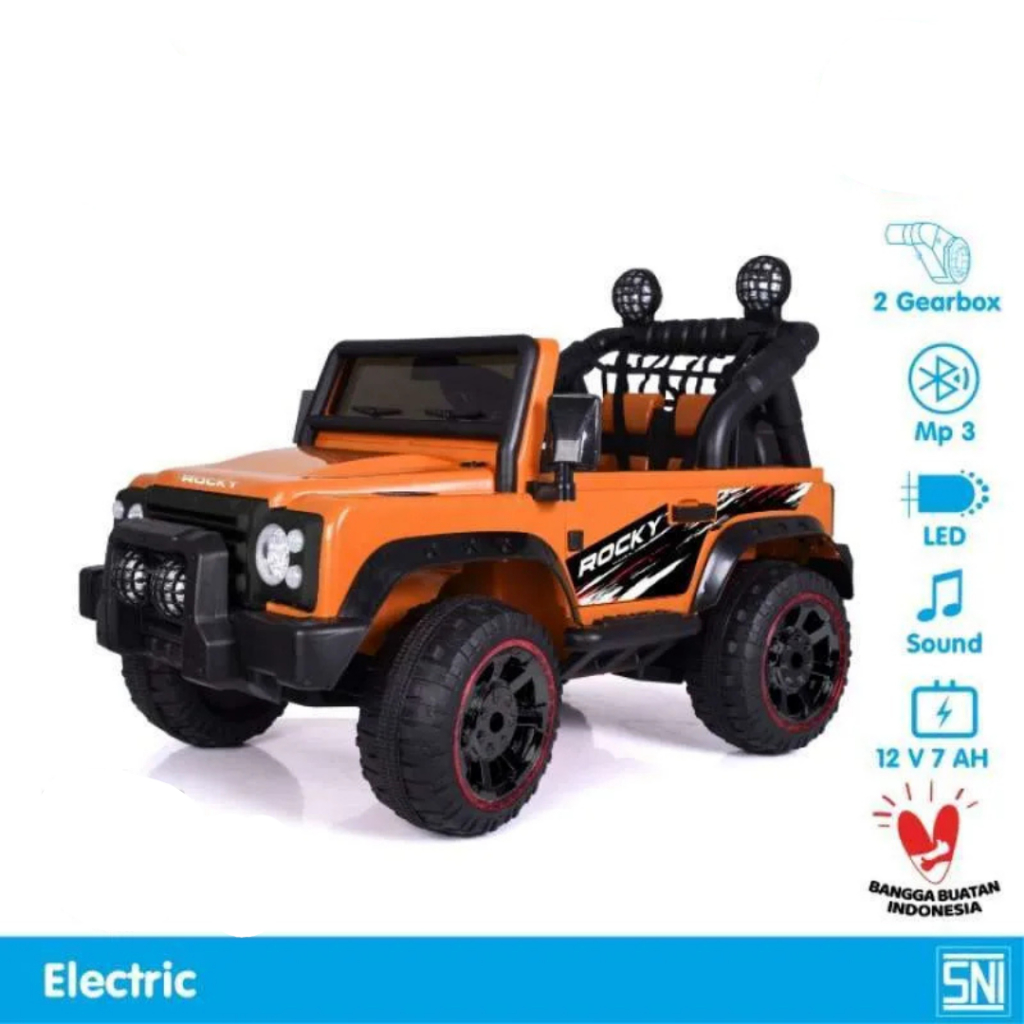 PELANGI TOYS Mobil Aki Anak JEEP ROCKY Ban Karet Volta 5008