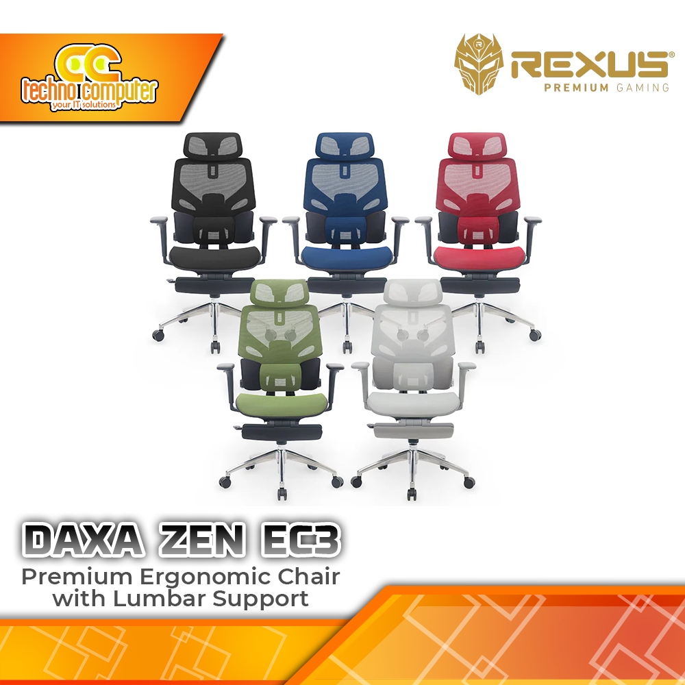 KURSI OFFICE REXUS DAXA ZEN DX-EC3 ERGONOMIC OFFICE CHAIR / Rexus Ergonomic Chair with Lumbar Suppor