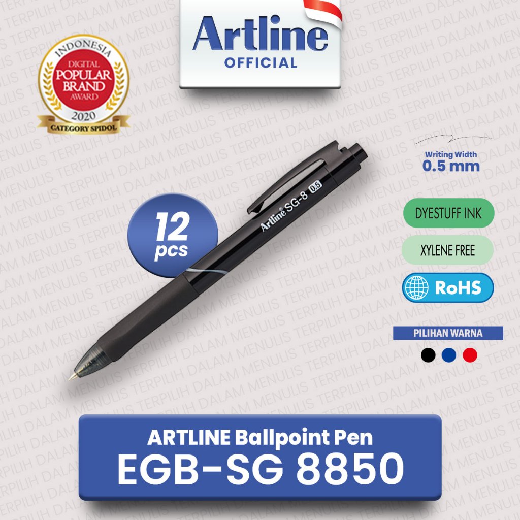 

(LIVE) ARTLINE Ballpoint Pen Pulpen 0.5 mm EGB-SG 8850 (12 BUAH) 2