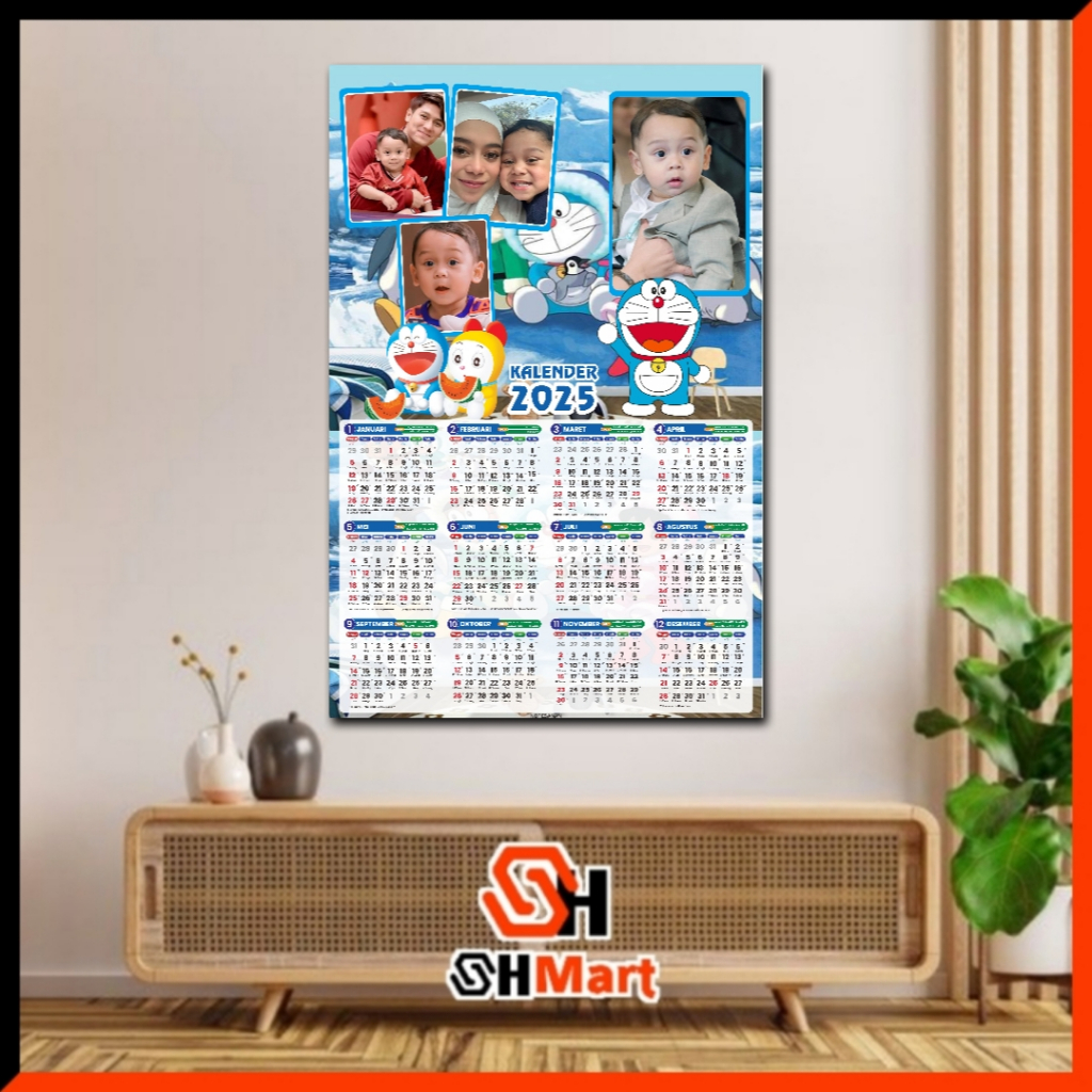 

SH KALENDER 2025 32x48CM KALENDER DINDING CUSTOM PAKAI FOTO NAMA TANGGAL BEBAS SHMART