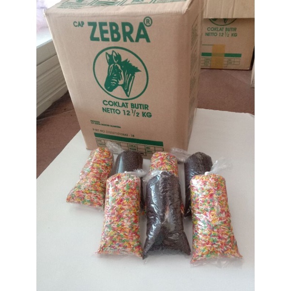 

Meises WARNA ZEBRA / Coklat Butir Warna / Meses Warna Warni 250GR/ 500gr / 1kg repack