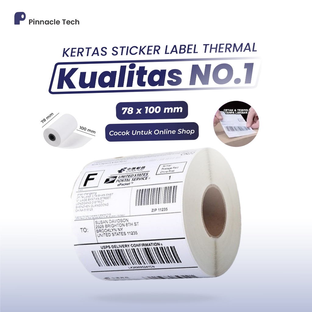 

Kertas Thermal Sticker 78x100 Untuk Label Resi Barcode 1 Dus 36 Pcs