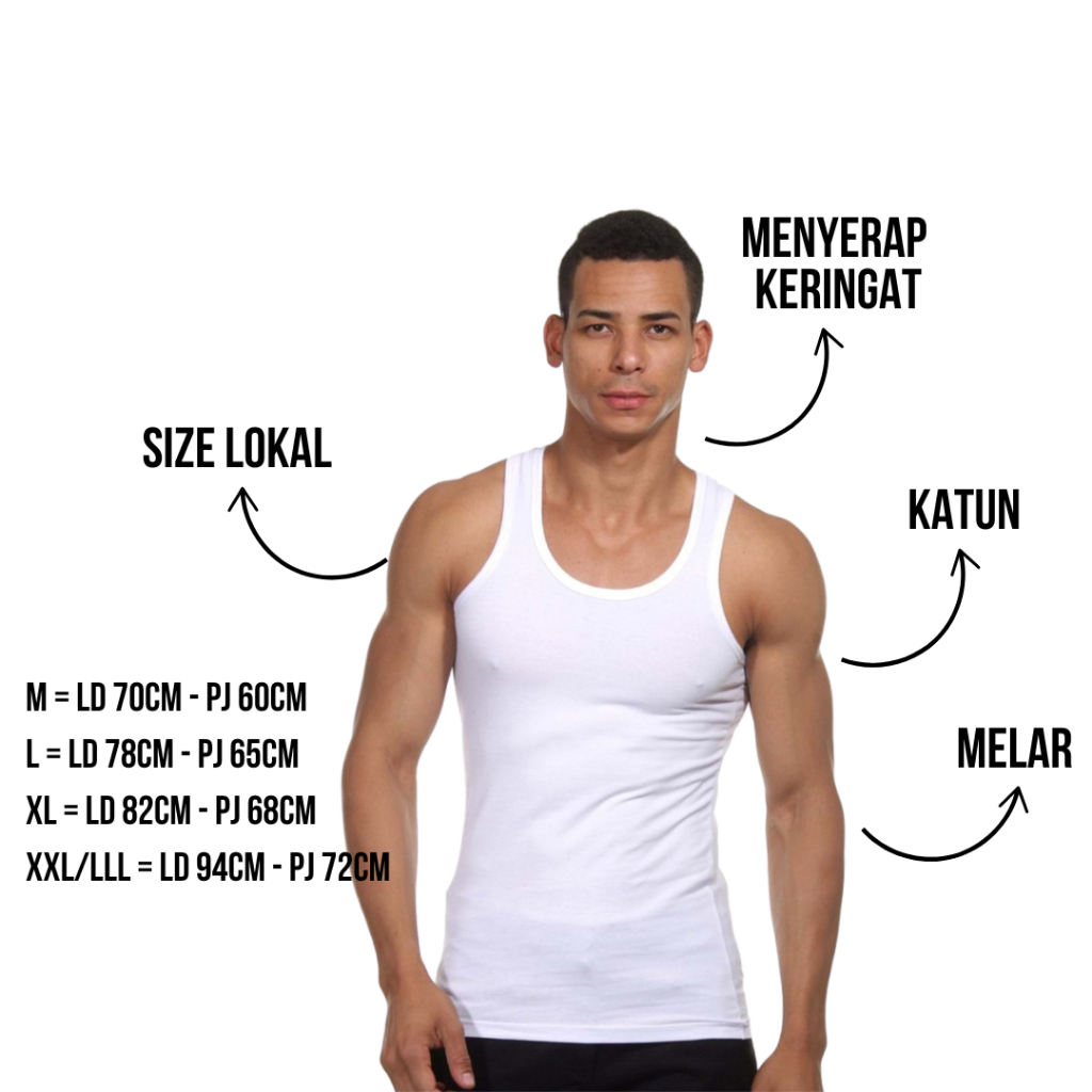 SINGLET Pria Katun Kaos Dalam Pria Jumbo COD