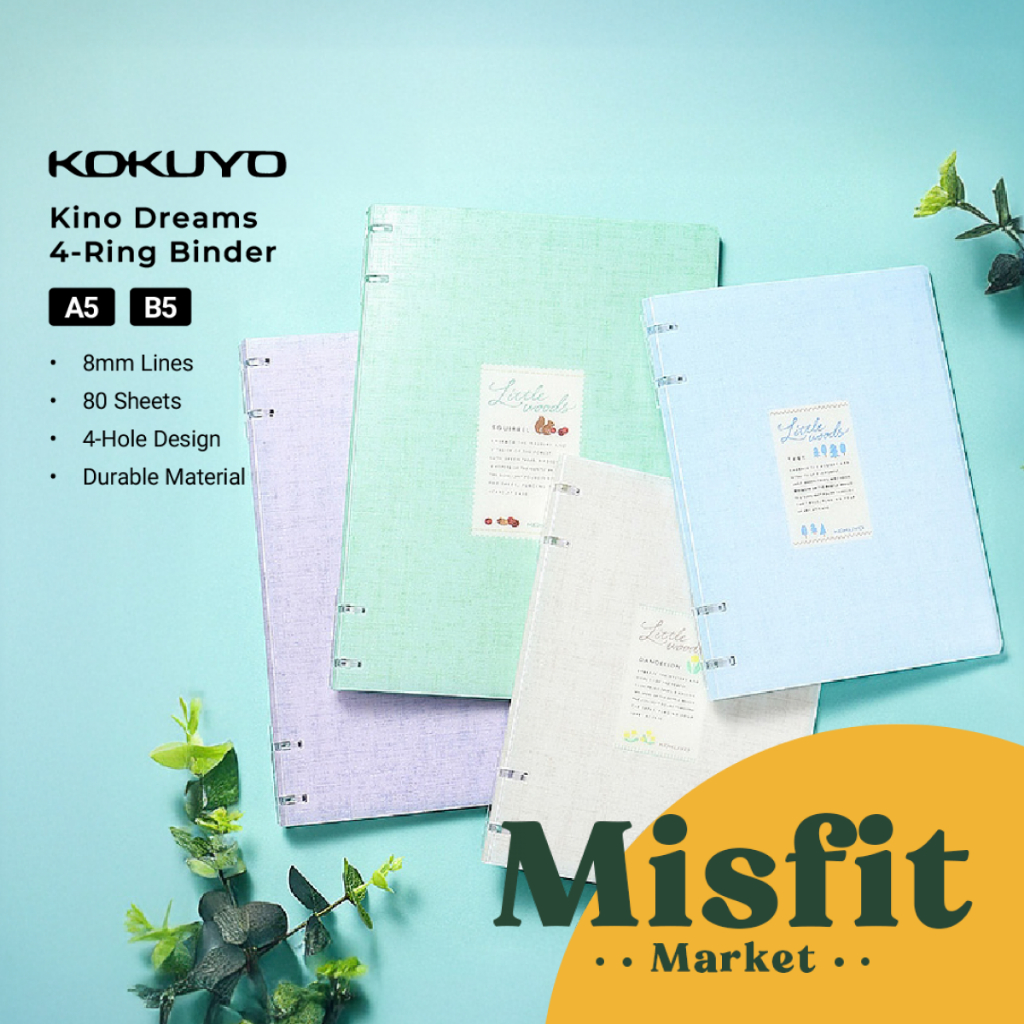 

Kokuyo Kino Dreams 4-Ring Loose Leaf Notebook Binder A5 B5 (80 Sheets) Buku tulis
