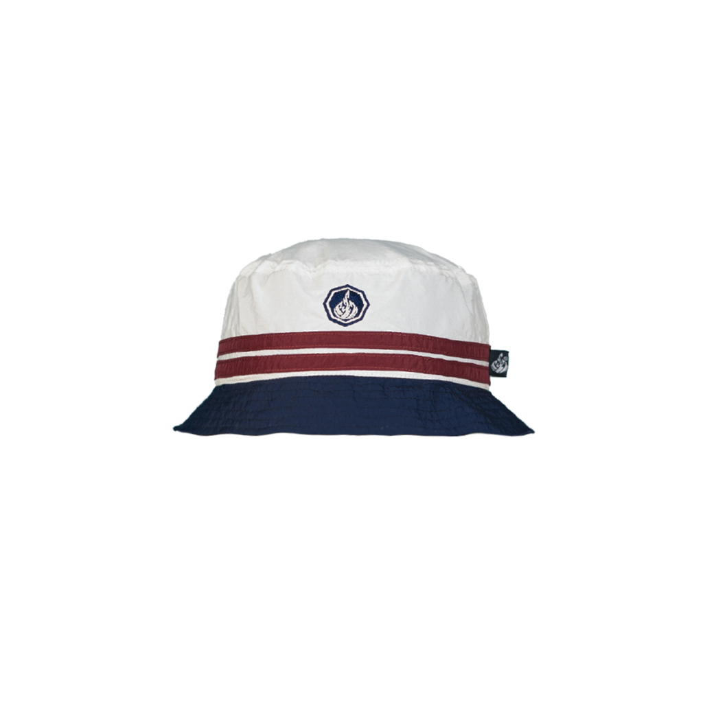 Prung Wagner Topi Buckethat Warna Putih Kombinasi Maroon Navy Topi Rimba Topi Lapangan