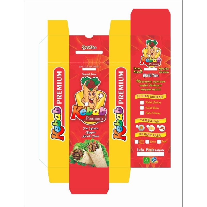 

50pcs/lembar Bungkus Kebab Kotak/Kemasan Kebab Kotak Premium Tarikan