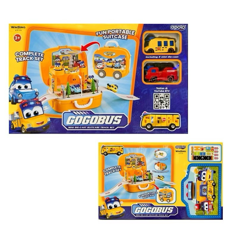 Apolo Gogo bus GOGOBUS ORIGINAL Mini Die-cast Suitcase Track Set/Mainan Koper Track Rail Suitcase/GO