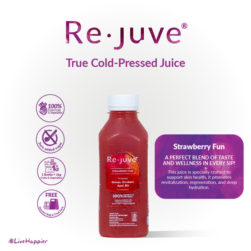 

Re.juve Bali - Strawberry Fun 250 ml (Cold-Pressed juice / jus)