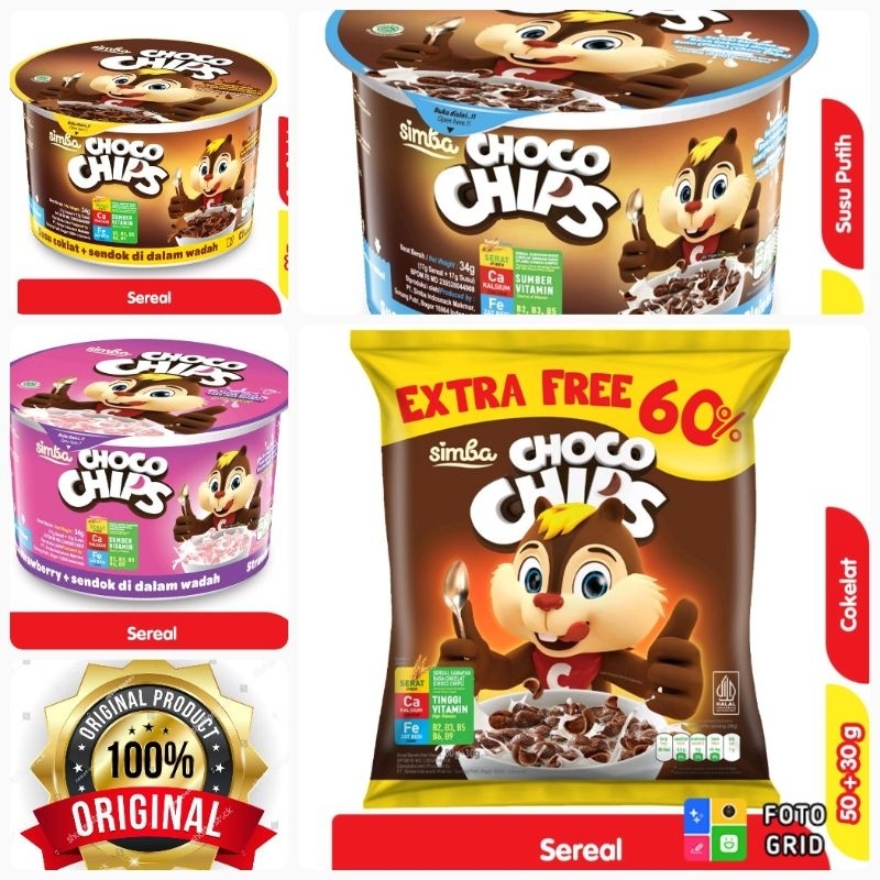 

Simba Choco Chips Sereal 34|55 G.R - Bang | Cup - Strawberry | Coklat | Milk