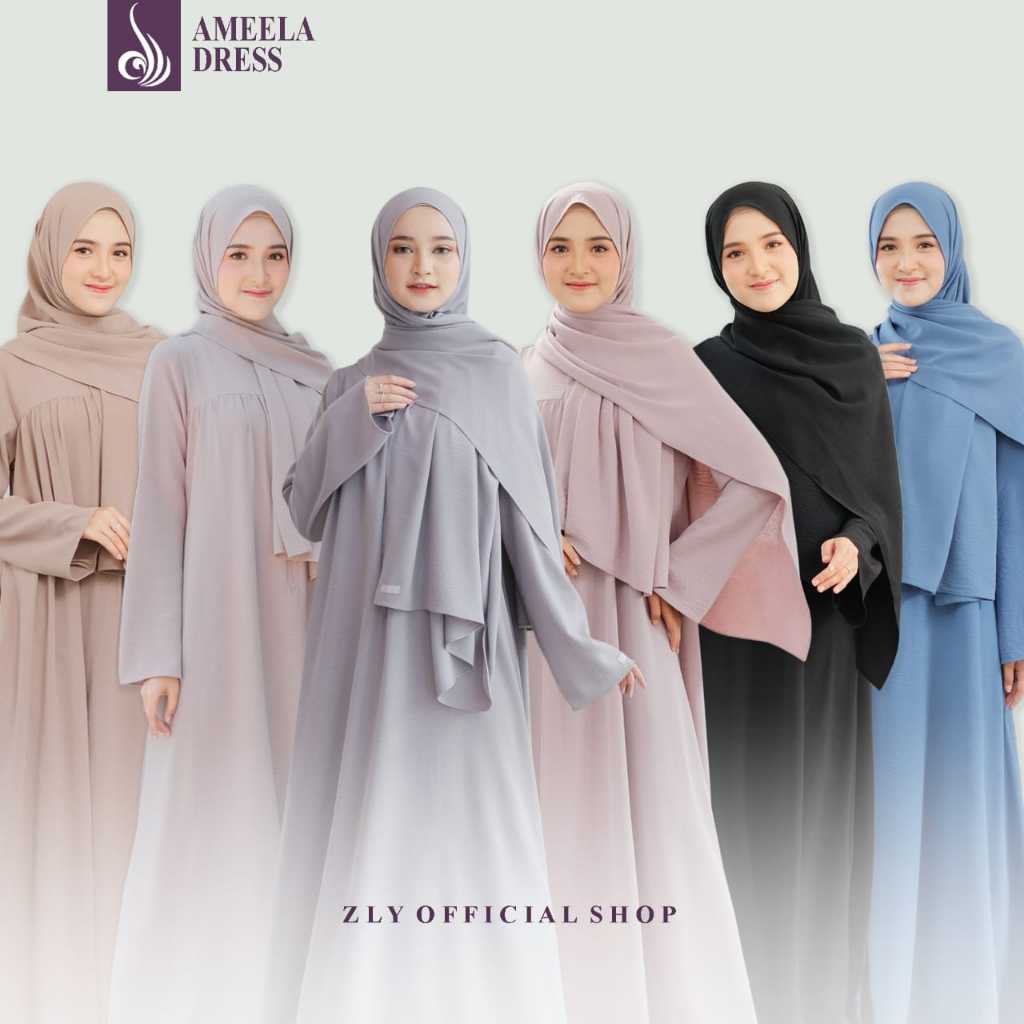 Gamis Bumil Busui Resleting Depan Kekinian | Gamis Crinkle Adem Lembut Ameela Premium By ZLY ZELIA