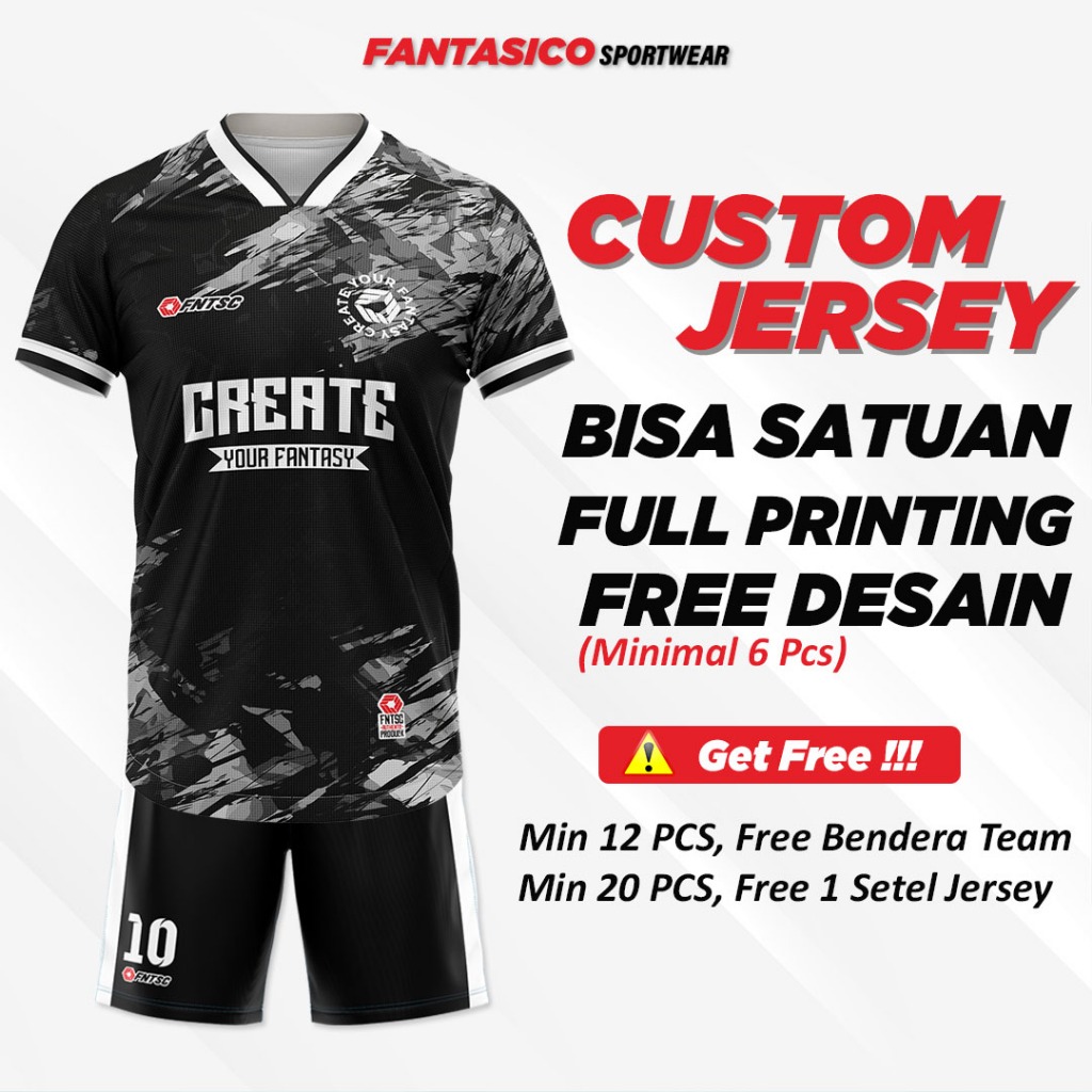 Fantasico Costum Jersey Jarsey Futsal Bola Voli Badminton Bulutangkis Game Esport Full Printing Cust