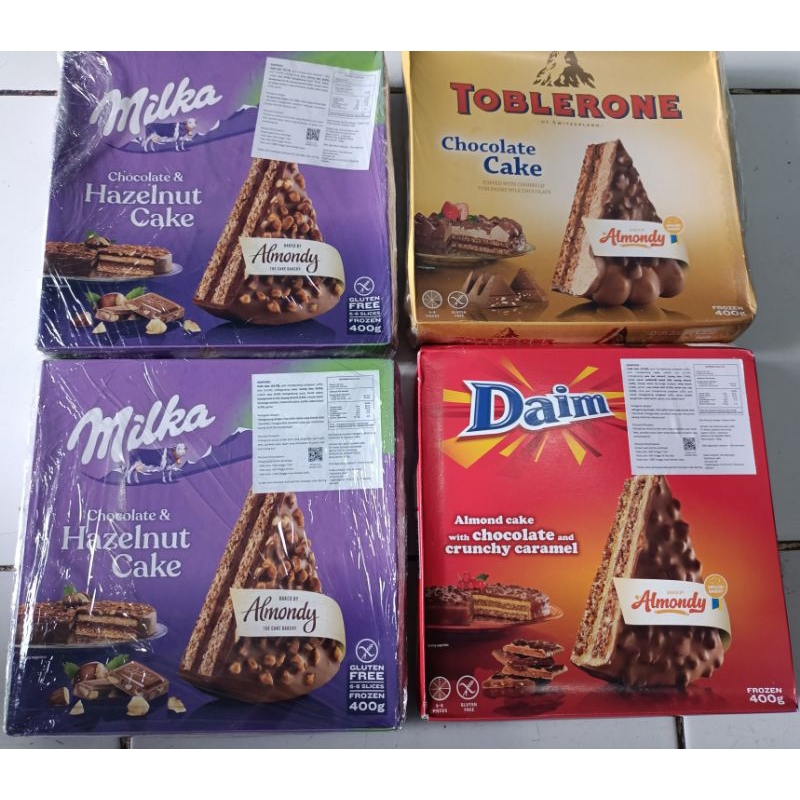 

KHUSUS GOSEND/SPX ALMOND CAKE CHOCOLATE MILKA HAZELNUT/ TOBLERONE/ DAIM 400GR