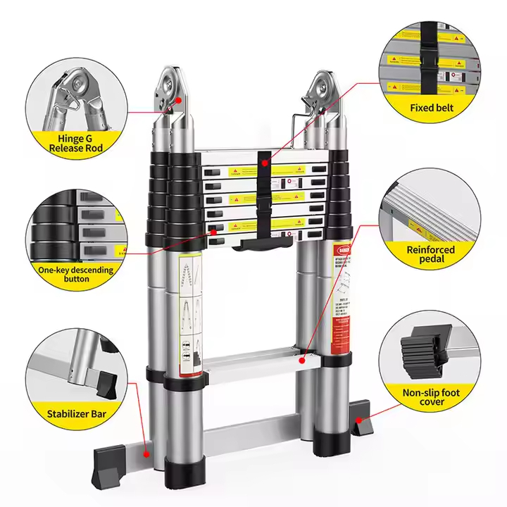 ZA. Tangga Lipat Alumunium Tangga Teleskopik Multifungsi 3.4M-5.8M Tangga Lipat Teleskopik Tangga