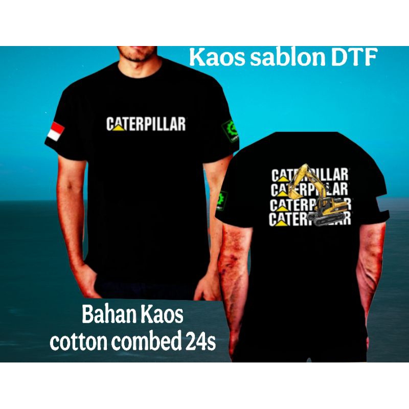 Baju kaos excavator Caterpillar/kaos sablon DTF pria wanita