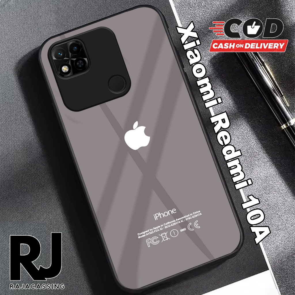 Softcase Glass Kaca Xiaomi Redmi 10A Terbaru Casing Handphone Casing Motif Iphone - Pelindung Handph