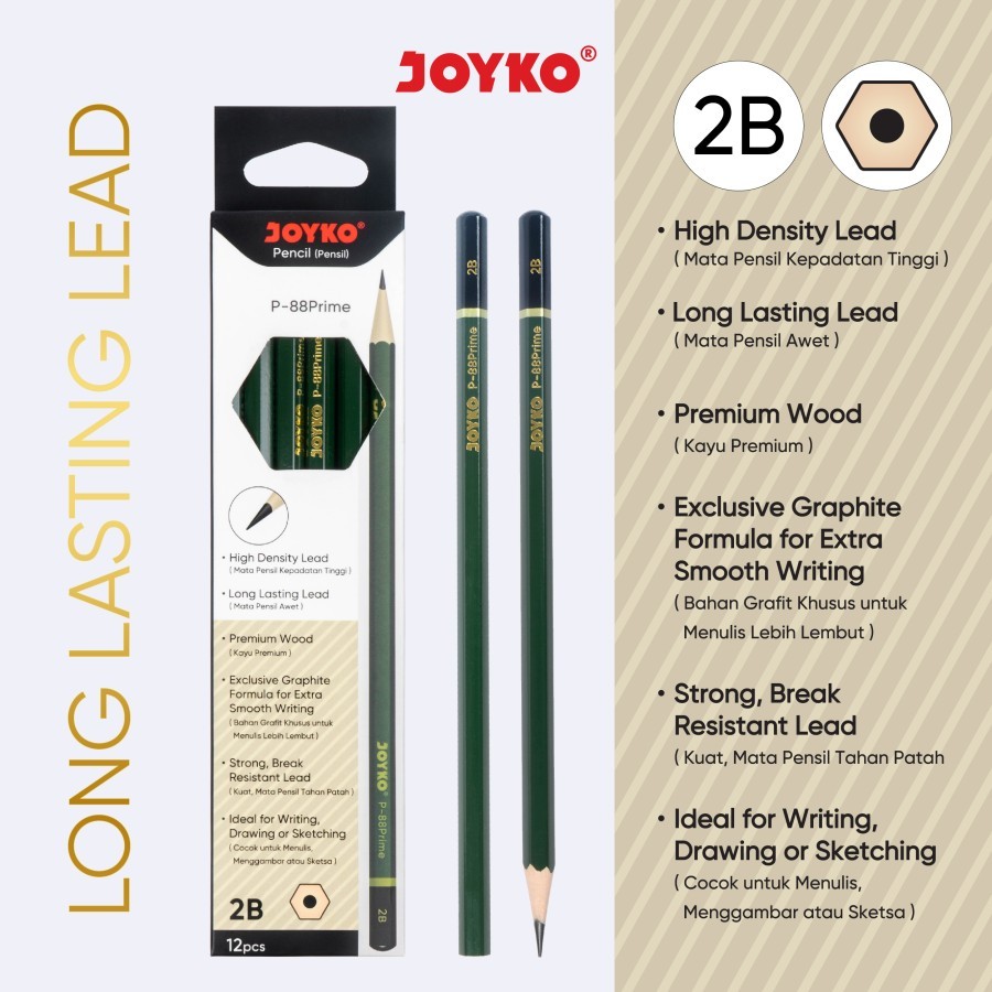 

Pensil Kayu 2B Komputer Joyko P-88 Prime Original (1 PCS) / Computer Pencil Pensil Komputer 2B Joyko P-88 Prime Per Pcs