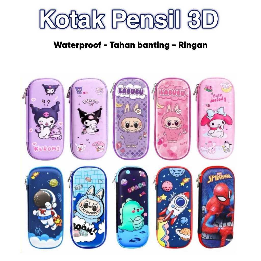 

Kotak Tempat Pensil TERMURAH / Tempat Pensil Anak 3D Waterproof Motif Lucu 4D Timbul