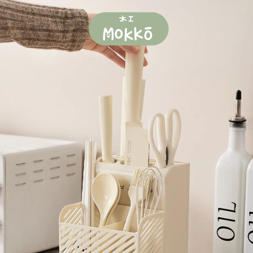 MOKKO - KAZE Organizer Utensil Serbaguna Rak Laci Sendok Garpu Estetis Tempat Susun Sendok Garpu Wad