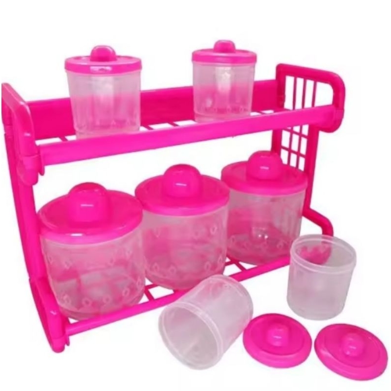 Rak tempat Bumbu Kitchen Set Monaco 7 Tabung - Rak Bumbu Dapur Susun unik