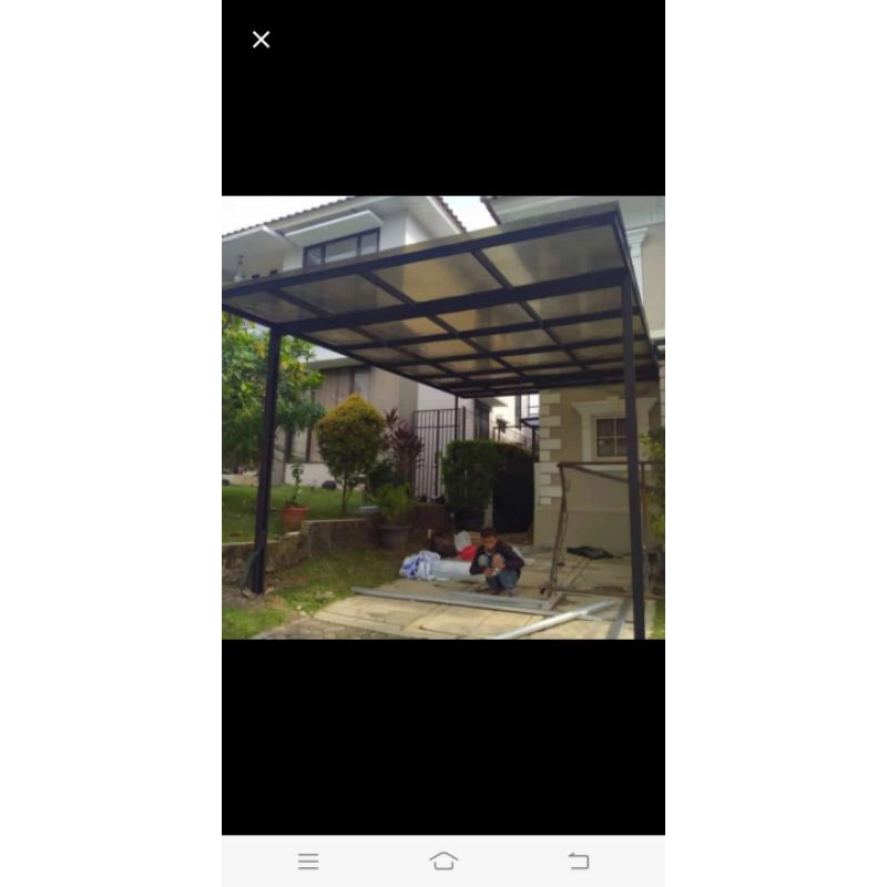 kanopi atap solarflat rangka besi holo