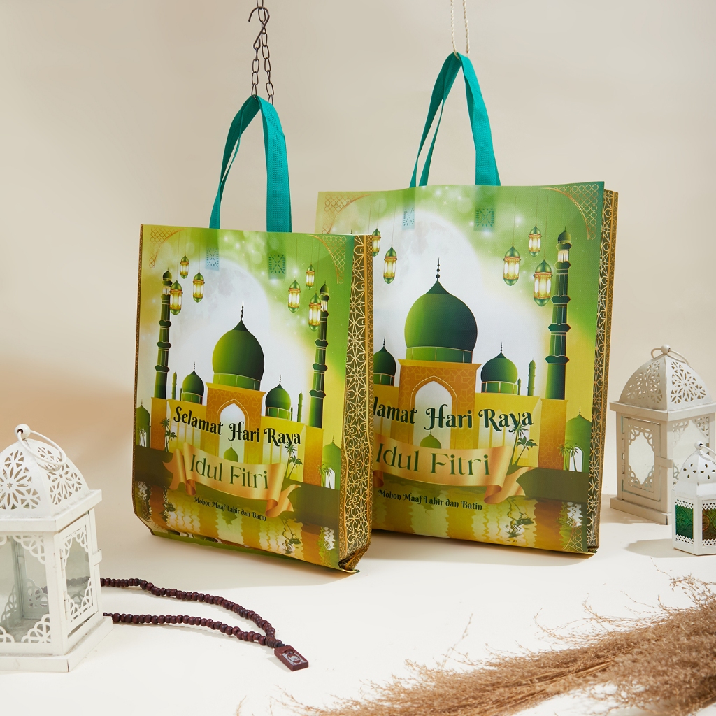 

(LUSINAN) GOODIE BAG LAMINASI LEBARAN LUSINANTAS HAMPERS IDUL FITRI/ TAS SPUNBOND FULL COLOUR