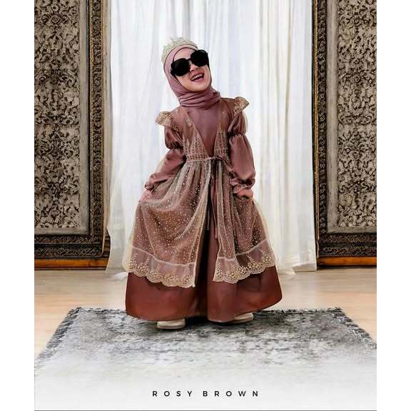 Arumi Kids Gamis Anak Brokat Set Hijab Gamis Pesta Muslim Anak Lucu Model Terbaru Lebaran Perempuan